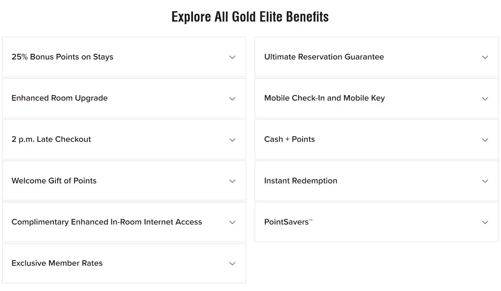 Marriott Bonvoy Hotel Gold Elite Benefits